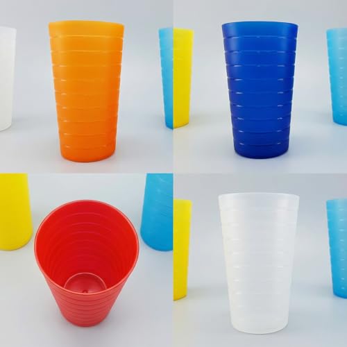 Plastic Reusable Cups set of 12, 22-ounce Iced-Tea Tumblers Rainbow - color: Rainbow Colors