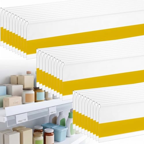 Fainne 100 Pcs 1.25 Inch Shelf Label Strip Holders Plastic Wire Shelf Price Tag Holder Self Adhesive Clear PVC Front and Back Labels Strip for Gondola Price Tag Wood Metal Rack, 48 Inches Long