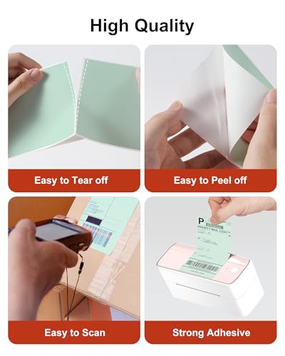 Phomemo 4x6 Thermal Labels for Shipping Label Printer 500PCS Water/Oilproof - color: Green, size: 4x6*500