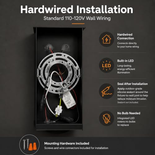 Outdoor Wall Light 2-Pack, Dual Down LED 10W 3000K Hardwired Black - color: 11.75"-Black-2 Pack