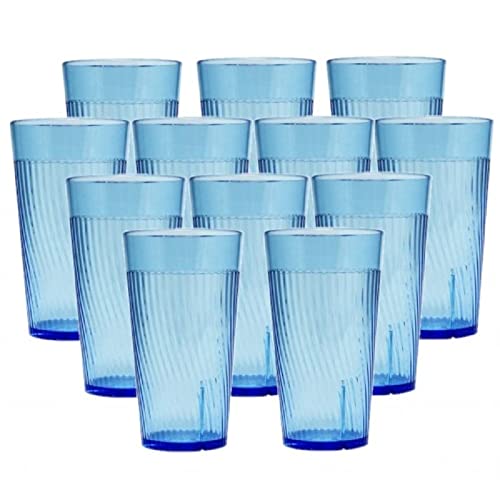 TrueCraftware- 12 oz. Belize Tumbler/Drinking Cups Blue Polycarbonate Set of 12-Premium Iced Tea Glasses Stackable Reusable Drinking Glasses Dishwasher Safe Break-Resistant for Home Restaurants - color: Blue, size: 12 oz