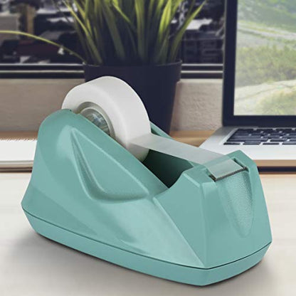 Acrimet Desktop Tape Dispenser, Premium, Non-Skid Base, Plastic, Green - color: Green