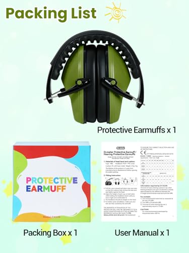 Dr.meter Noise Cancelling Headphones for Autism, Noise Reduction Ear Muffs - color: Army Green