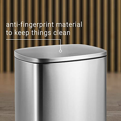happimess Connor 2-Piece Stainless Steel Trash Can, Platinum Silver - color: Stainless Steel
