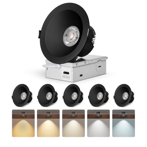 CycevSun Black 4 Inch Anti-Glare Recessed Lights COB Spotlight, 6-Pack - color: Black, size: 4 Inch
