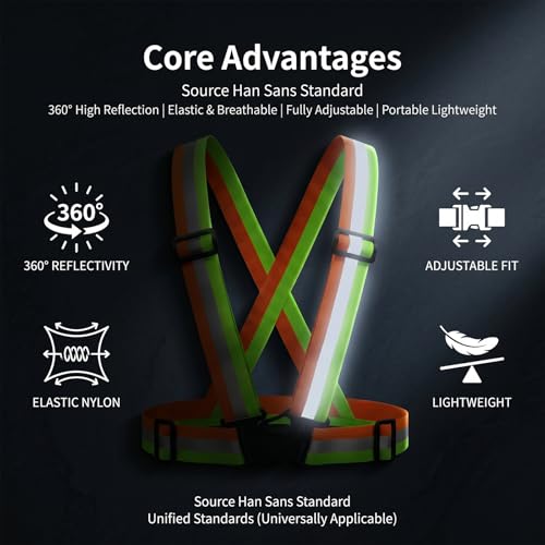 2PCS High Visibility Reflective Safety Vest, Reflective Safety Suspenders, 2 Inch Wide Straps, Adjustable and Elastic, Safety & High Visibility for Running, Cycling, Walking, Construction, Motorcycle