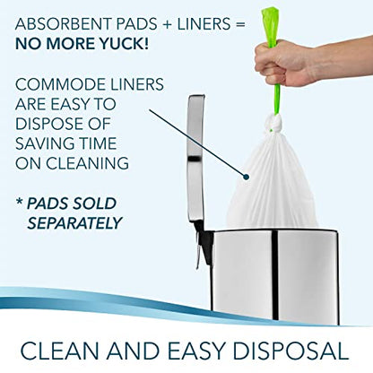 TidyCare Bedside Commode Liners for Portable Toilet Chair Bucket and Bedpan | Value Pack of 48 Disposable Waste Bags for Adults in Medical Care | Universal Fit Portable Toilet Liners - size: 1 Count (Pack of 48)