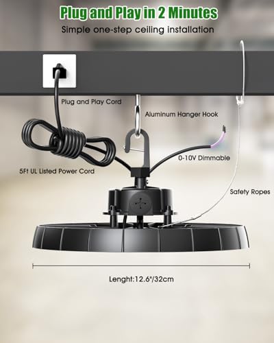 200W UFO LED High Bay Lights, AC100-277V, 10 Pack - size: 10 Pack