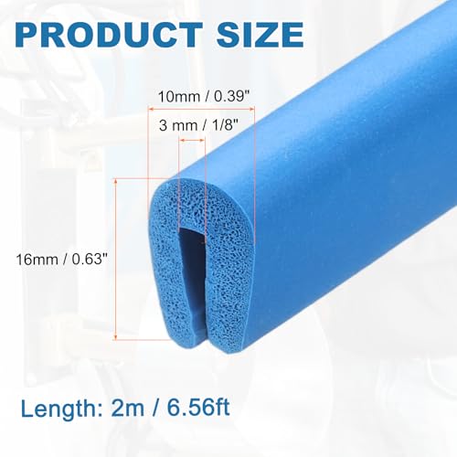 PATIKIL Rubber Edge Trim, 1/8"(3mm) x 6.6Ft Length EPDM U Channel Edge Protector U Shaped Gasket for 1-3mm Mirror Glass Protector, Blue (10x16mm) - color: Blue, size: 1/8"x6.6Ft(1-3mmx10x16mm)