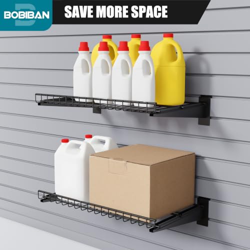 2 Pack Metal Slatwall Shelves 16X8.3 Inch, Black - color: Black, size: S2PC