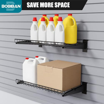 2 Pack Metal Slatwall Shelves 16X8.3 Inch, Black - color: Black, size: S2PC