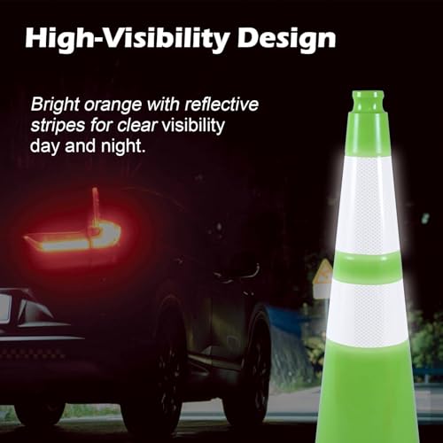 4-Pack 28" Green Cones - Reflective for Road/Construction - color: Green, size: 28inch