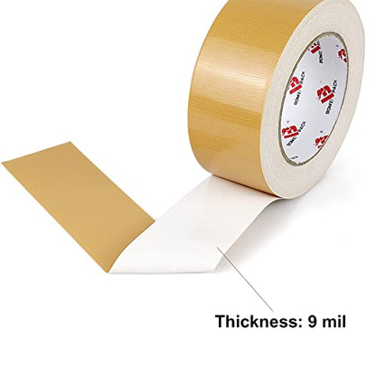 BOMEI PACK Tan Beige Duct Tape Heavy Duty,9 Mil Thickness,2 Inches x 30 Yards,Flexible,No Residue,Waterproof and Tear by Hand,Multi-Use Tan Duct Tape for Indoor & Outdoor Repairs