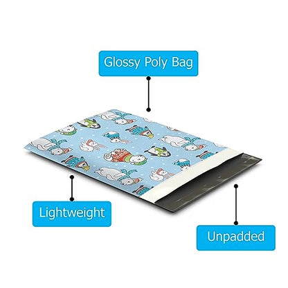 10x13 (100) Winter Animals Poly Mailers Christmas Designer Self Sealing Waterproof Tamperproof Shipping Envelopes Premium Printed Bags For Small Businesses - color: Winter Animals, size: 10x13