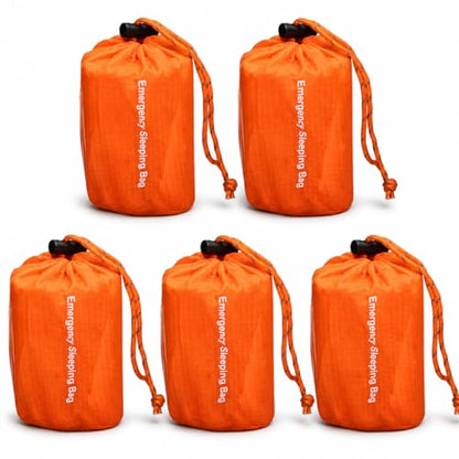 NovaMedic Emergency Sleeping Bag – 84"x36" Thermal Mylar Survival Bivy Sack – Waterproof, Lightweight & Compact Emergency Blanket for Camping, Hiking, Outdoor Survival & Travel - size: Pack of 5