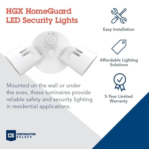Lithonia Lighting HomeGuard 2-Light LED Outdoor Flood Lights, Dusk to Dawn - color: White, size: 2-Light, style: 1750-2750 Lumens