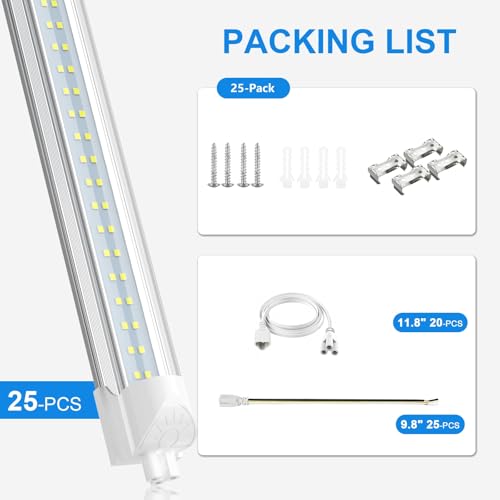 SHOPLED (25-Pack) 8FT LED Shop Light, 80W 10800LM 6000K Cool White - size: 8FT-25 Count