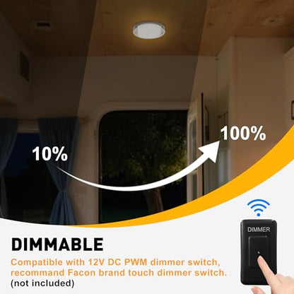 Facon Oval RV Motion Sensor Light - 4W 280LM Warm White (3400K) 12V RV Interior Lighting, LED Ceiling Dome Lights for RV Camper Motorhome Boat - size: Switch with Motion Sensor, 1 Pack
