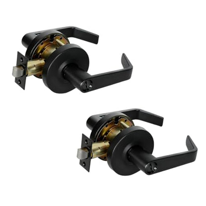 Ansi Grade 2 UL Fired Rated Commercial Heavy Duty Privacy Door Lever Lockset, ADA, Matt Black Finish (2 Sets Key Alike) - color: B400 Privacy RB KA2
