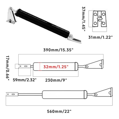Adjustable Pneumatic Door Closer Kit, Heavy Duty Storm Door Closer with Hold Open Feature for Medium and Lightweight Screen Doors (Black) - size: Black