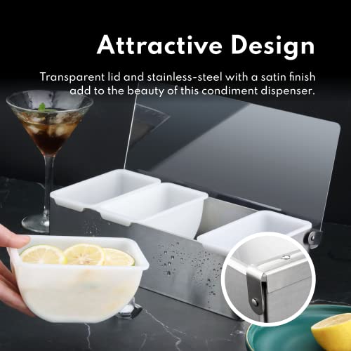 New Star Foodservice 48032 Stainless Steel Condiment Dispenser with 5 Compartments (No Ice Tray) - size: 5 Compartments