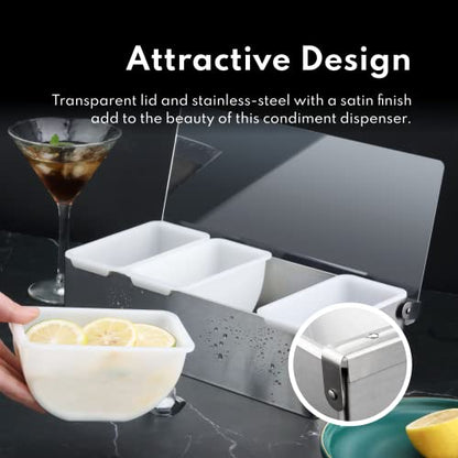 New Star Foodservice 48032 Stainless Steel Condiment Dispenser with 5 Compartments (No Ice Tray) - size: 5 Compartments