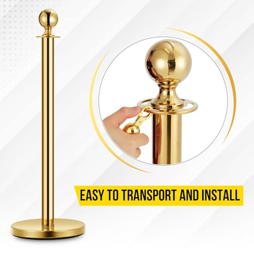 Red Carpet Ropes and Poles 6 Gold Stanchion Posts + 4 Red Velvet Ropes - size: 6 Post I 4 Rope