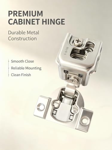 Soft‑Close 1‑5/16" Overlay Cabinet Hinges, 105 Degree 3D Adjustable Concealed Hinges, Satin Nickel Finish, for Face Frame Kitchen Cabinet Doors, 2‑Pack (1 Pair) - size: 1-5/16inch Overlay