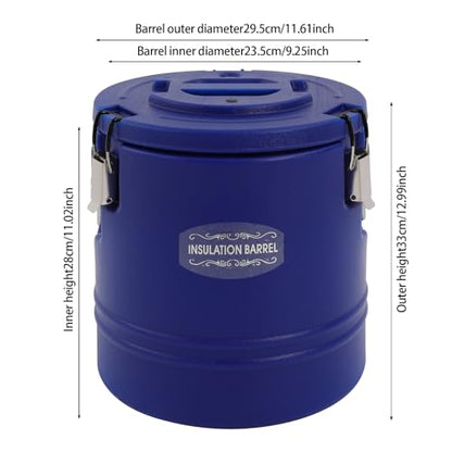15L/15.85Qt Insulated Soup Container Insulated Food Carrier Commercial Food Warmer Hot Box for Hot Cold Food Insulation Barrel Cooler Stainless Steel Lining w/Dust Cover for Restaurant Canteen - color: 15L-Blue