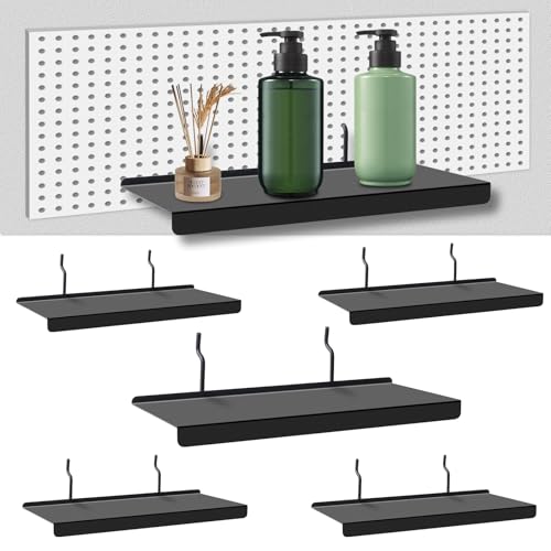 Pegboard Shelves Set of 6, 10x4.3 Inch Metal Peg Board Accessories - color: Black 6 Pcs