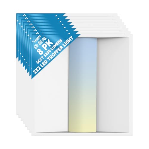 2x2 LED Troffer Center Basket Panel,5Color Tunable 3500K/4000K/5000K,Watt Adjustable,30W/35W/40W-Up to 6000Lumens,0-10V Dimmable Recessed Back-Lit Drop Ceiling Light,ETL Qualified,8Pack - size: 2x2 8Pack