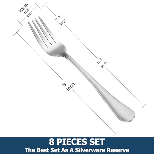 MUTNITT Dinner Forks,Set of 16 Top Food Grade Stainless Steel Silverware Forks,Table Forks,Flatware Forks,8 Inches,Mirror Finish & Dishwasher Safe,Use for Home,Kitchen or Restaurant - color: Silver