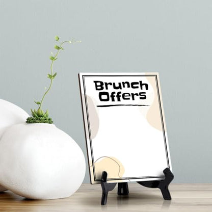 Brunch Offers 6x8 Dry Wipe Table Sign Easy Installation | Restaurant & Bar | Perfect To Clearly Direct Customers & Advertise Specials | No Pen Included - style: Brunch Offers