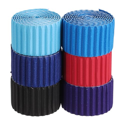 Rebower Corrugated Cardboard Paper Sheets, Corrugated Paper Cardboard Inserts [for Craft and DIY Projects] - 0.8x26.7 Inch/Blue Series 6 Assorted Colors/1 Set - color: Light Blue/Deep Blue/Black/Deep Purple/Deep Red/Sky Blue