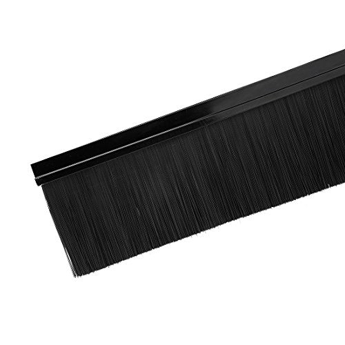 uxcell Door Bottom Sweep H-Shape Aluminum Alloy Base with 3.6-inch Black Nylon Brush 39-inch x 4.4-inch - color: Black, size: 39.37" x 3.6"