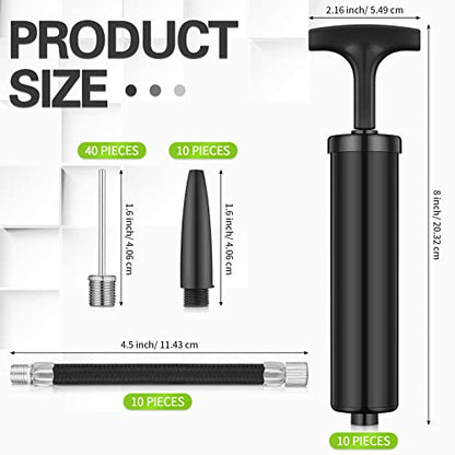 Reginary 10 Pack 8 Inch Ball Pump Kit Manual Air Pump - color: Black, style: Classic Style