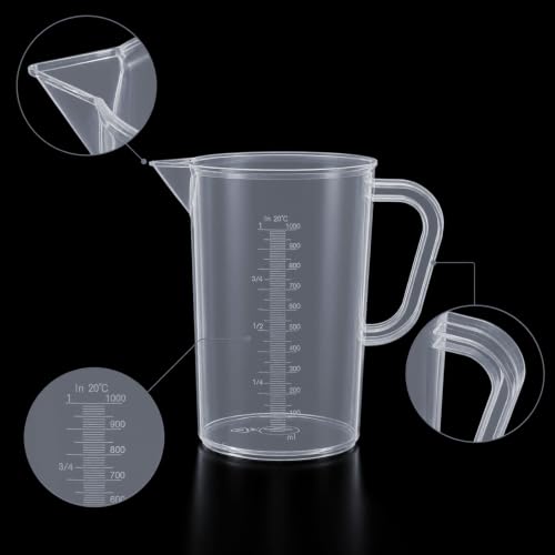Plastic Measuring Cup with Handle, 1000ml Plastic Measuring Pitcher