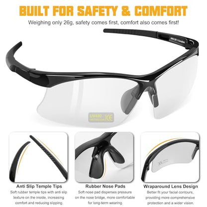 OXG 12 Pack Anti Fog Safety Glasses for Men, ANSI Z87.1 Protective Eyewear - color: Clear With Straps