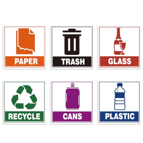 6PCS Recycle Sign Stickers for Trash Bins,Trash Recycle Stickers - color: Trash and Recycle 584