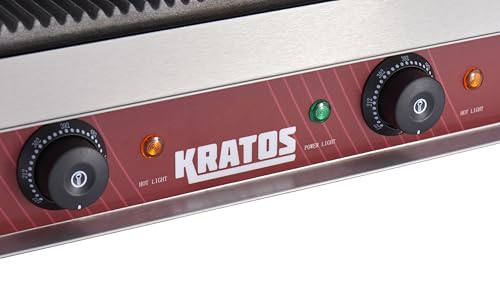 Kratos Commercial Electric Panini Sandwich Grill with Grooved Plates - size: Large w/ Grooved Plates