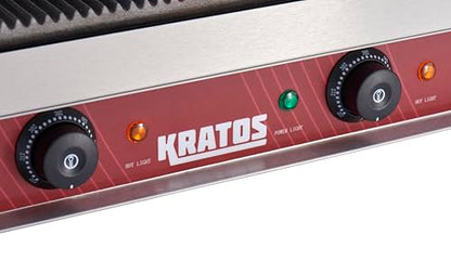 Kratos Commercial Electric Panini Sandwich Grill with Grooved Plates - size: Large w/ Grooved Plates