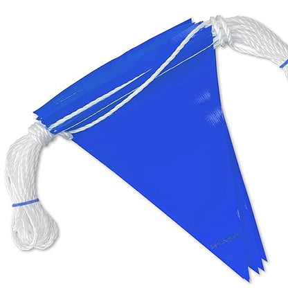 Blue Pennant Banner Flags | OSHA 500lb Rated | Strand Fade Resistant 【102FT】 - color: Blue, size: 7"x10"x102Ft