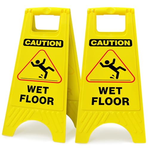 Caution Wet Floor Sign, 24 Inch Folding A Frame Double Sided, 2 Pack - color: English 24 inch - 2 Pack