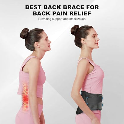 Back Brace For Lower Back Pain Relief With Lumbar Pad(S/M Fits 23.5"-29.5") - color: Gray, size: S/M