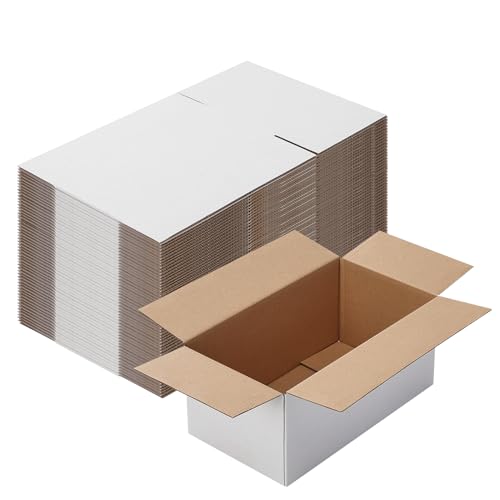 Calenzana 8x5x5 Shipping Boxes Set of 40, White Corrugated Cardboard Box for Mailing Packing Gifts Small Business - size: 8x5x5, style: 40 Pack