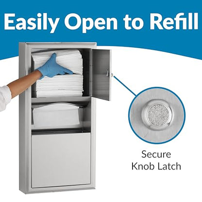 Bobrick B-3699 Paper Towel Dispenser & Waste Receptacle, Surface-Mounted