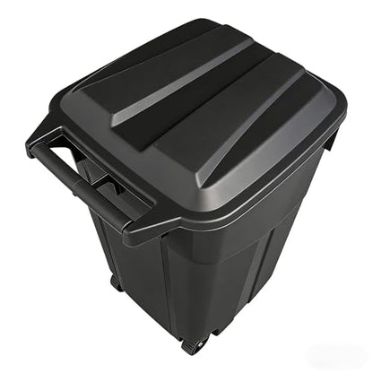 45 Gallon Wheeled Trash Can with Attached Lid, Heavy Duty Garbage Can