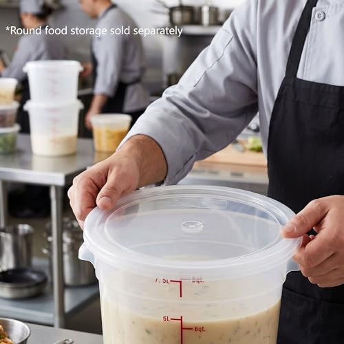 TrueCraftware- Translucent Round Polypropylene Food Storage Container Lid Fits 6 and 8 Qt. Round Containers Replacement Lid for Meal Prep Kitchen Pantry Commercial Restaurant - color: Lid - Fits 6&8qt