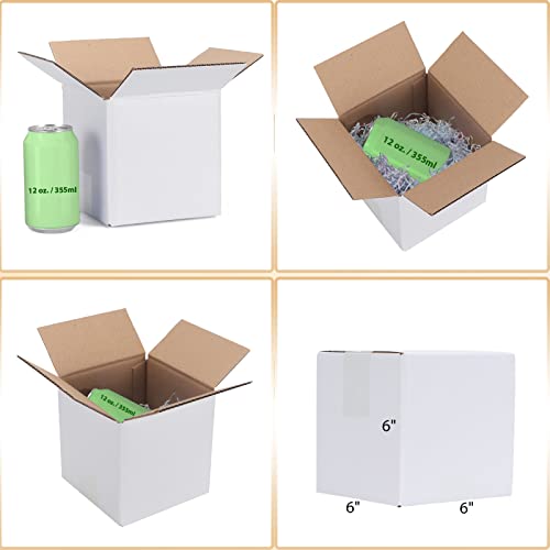 Calenzana 6x6x6 Inches Shipping Boxes Set of 40, White Corrugated Cardboard Box for Packing Mailing Small Business - size: 6x6x6, style: 40 Pack