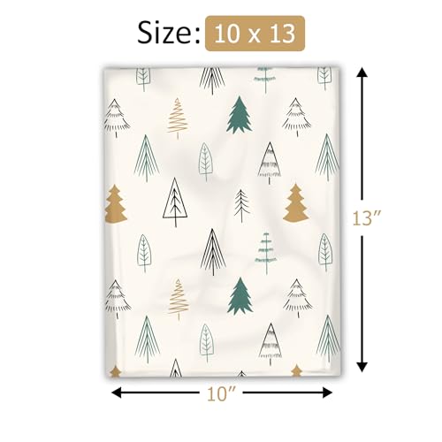 10x13 (100) Christmas Fir Trees Winter Designer Poly Mailers Self Sealing Waterproof Shipping Envelopes Holiday Premium Printed Bags For Small Businesses - color: Christmas Fir Trees, size: 10x13